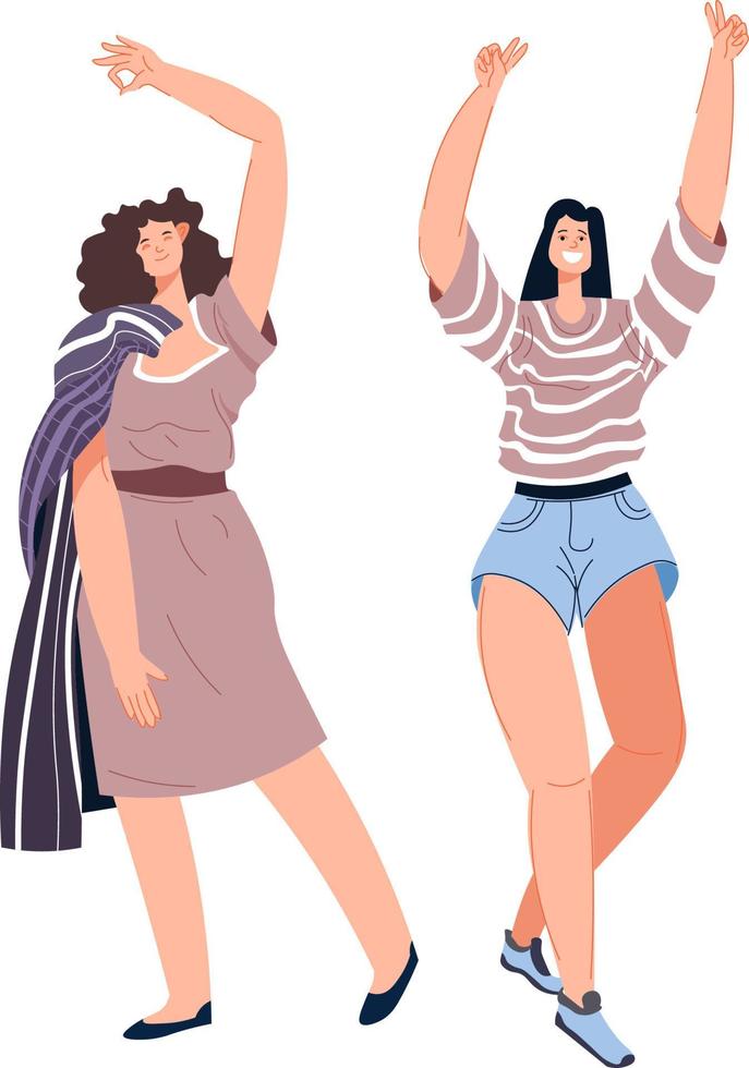Dancing and clubbing woman raising hands and smile vector