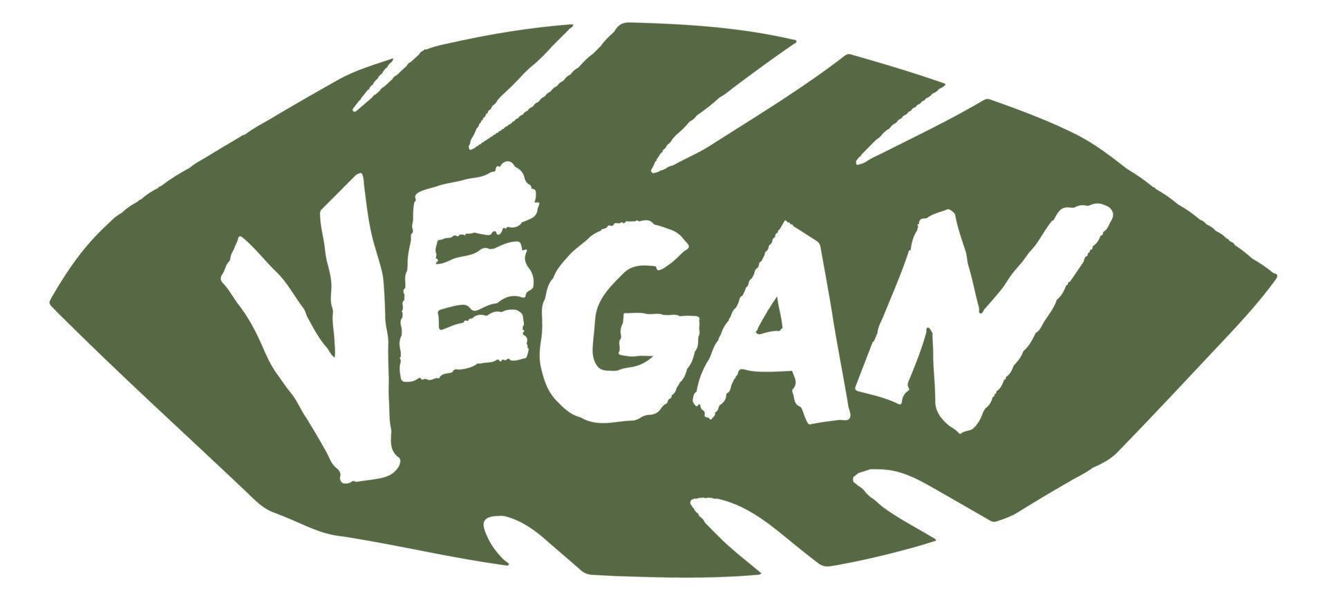 Vegan product, label or banner in shape of leaf vector