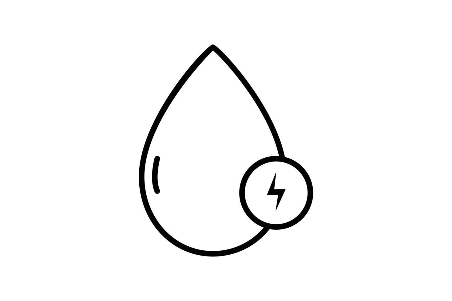 Hydro power icon illustration. water drop icon with electricity. icon related to ecology, renewable energy. Line icon style. Simple vector design editable