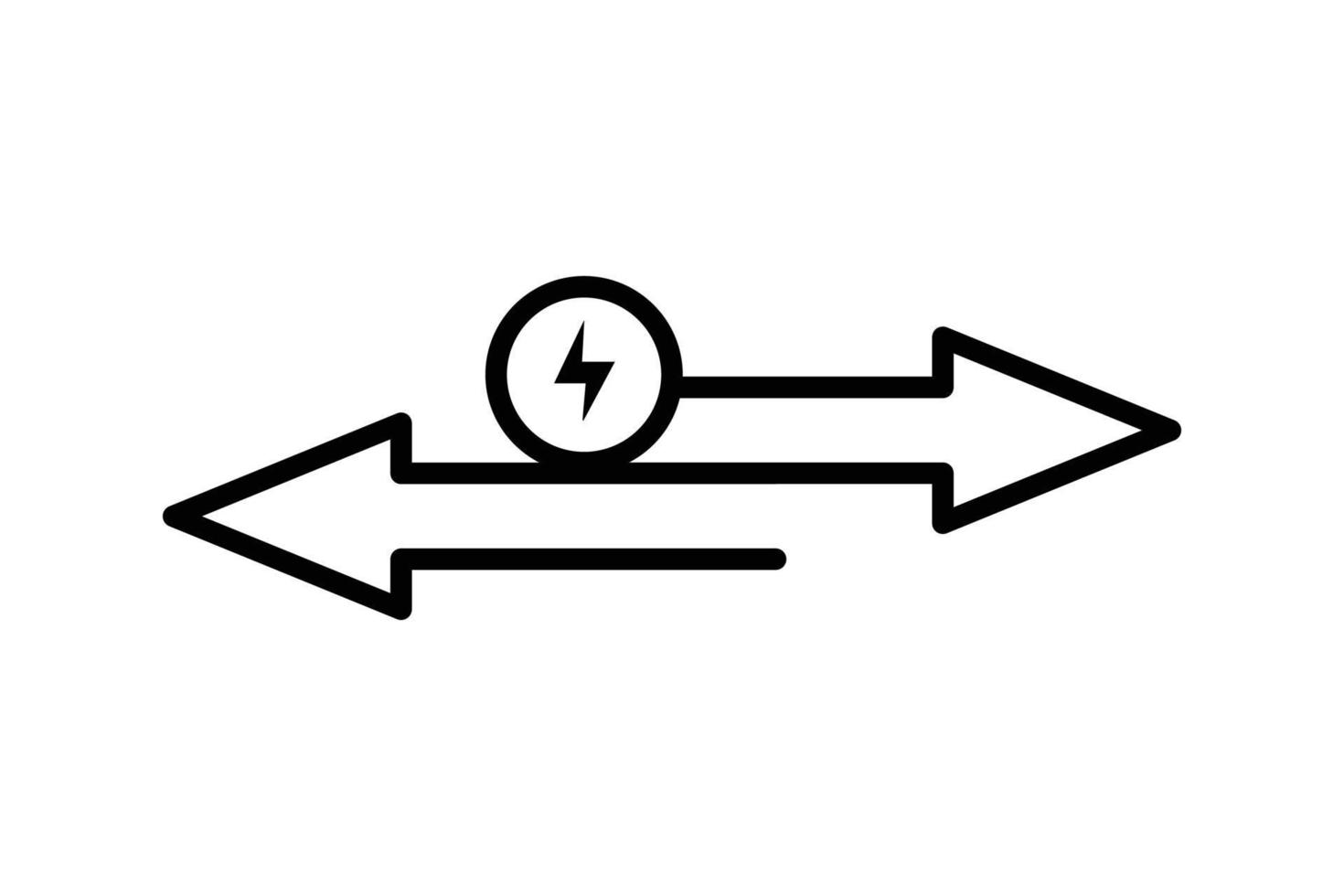 ilustración del icono de energía renovable. icono de flecha con electricidad. icono relacionado con la ecología, las energías renovables. estilo de icono de línea. diseño vectorial simple editable vector