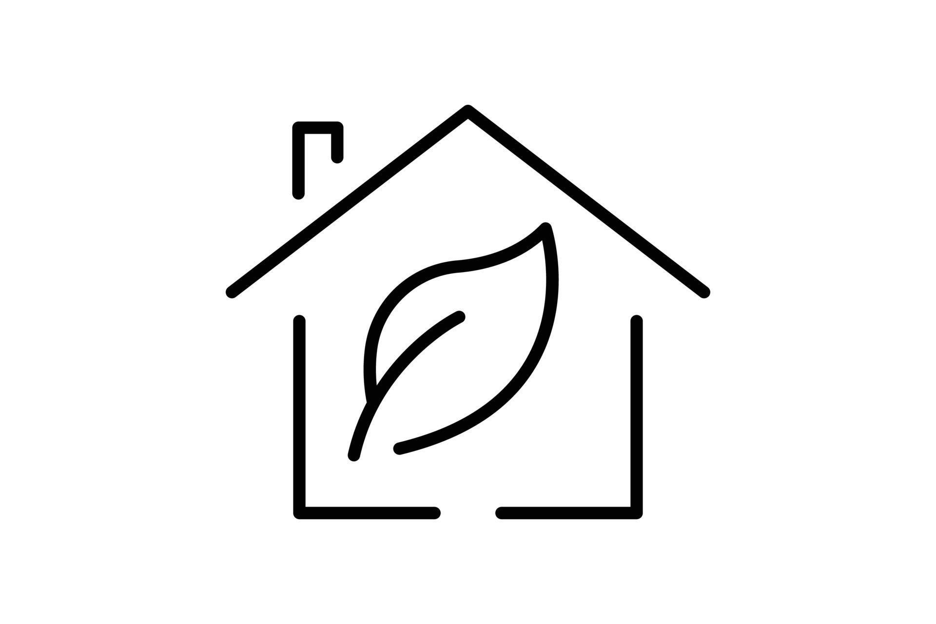 Green house icon illustration. House icon with leaf. icon related to ecology, renewable energy