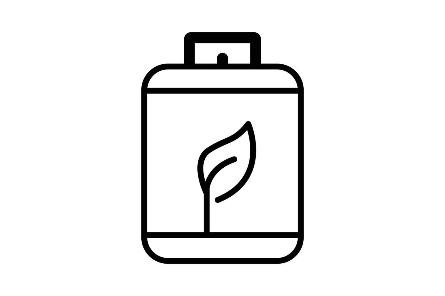 Biogas icon illustration. gas cylinders icon with leaf. icon related to ecology, renewable energy. Line icon style. Simple vector design editable