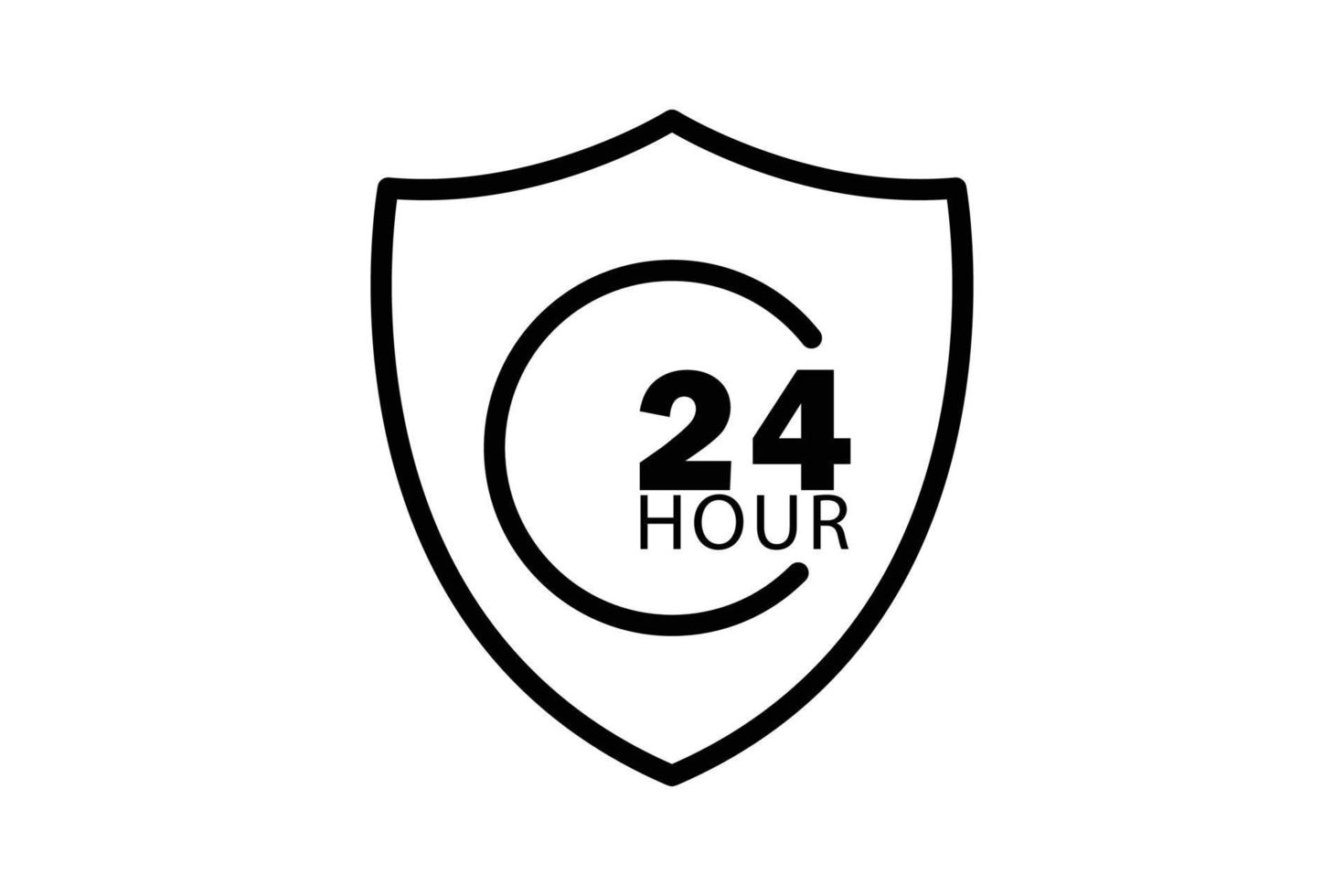 ilustración del icono de protección completa. icono de escudo con 24 horas. icono relacionado con la seguridad. estilo de icono de línea. diseño vectorial simple editable vector