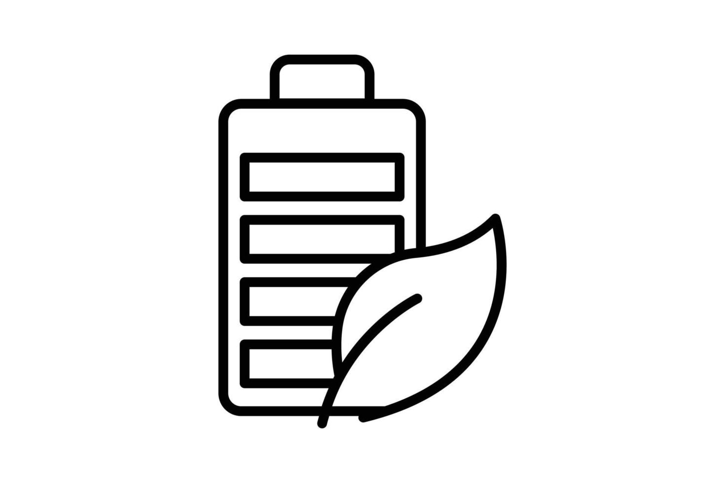 ilustración del icono de la batería. icono de batería con hoja. icono relacionado con la ecología, las energías renovables. estilo de icono de línea. diseño vectorial simple editable vector