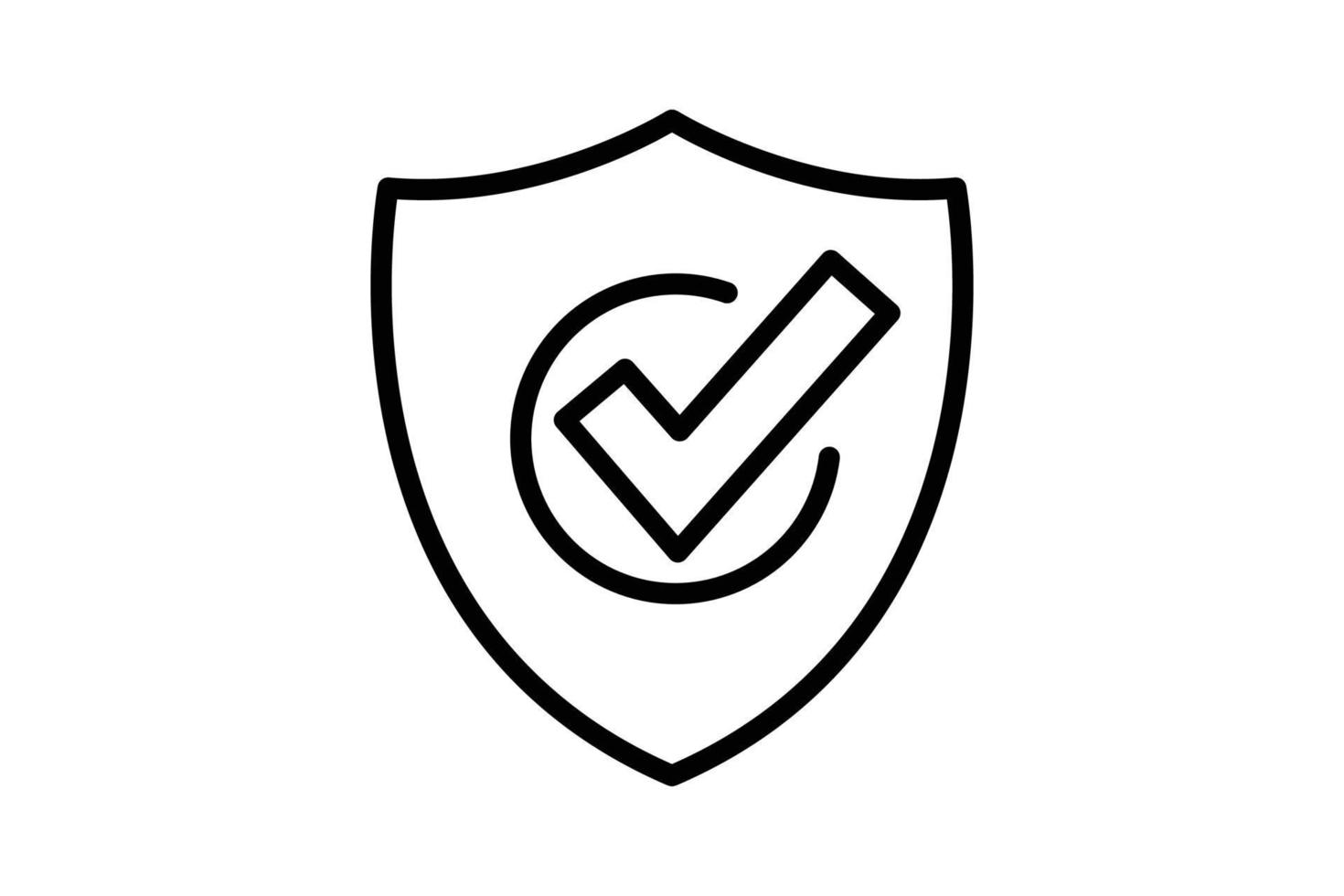Trusted security icon illustration. shield icon with check mark. icon related to security. Line icon style. Simple vector design editable