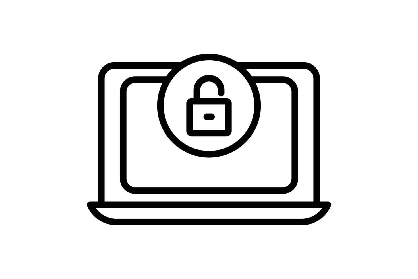 open system icon illustration. Laptop icon with padlock. icon related to security. Line icon style. Simple vector design editable
