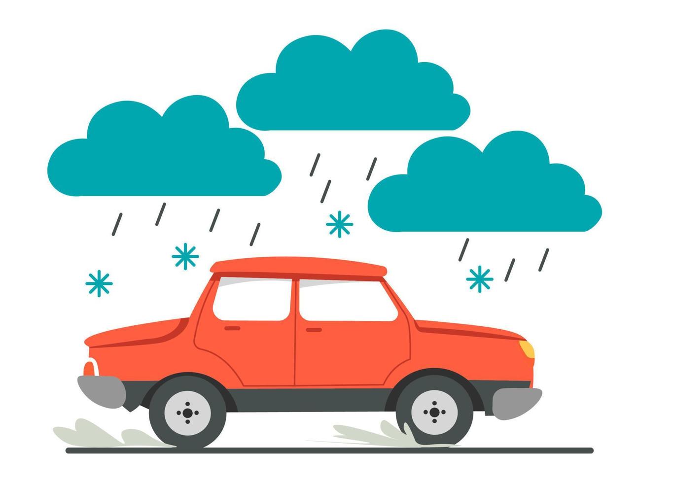 Snowing and raining, slippery road for vehicle vector