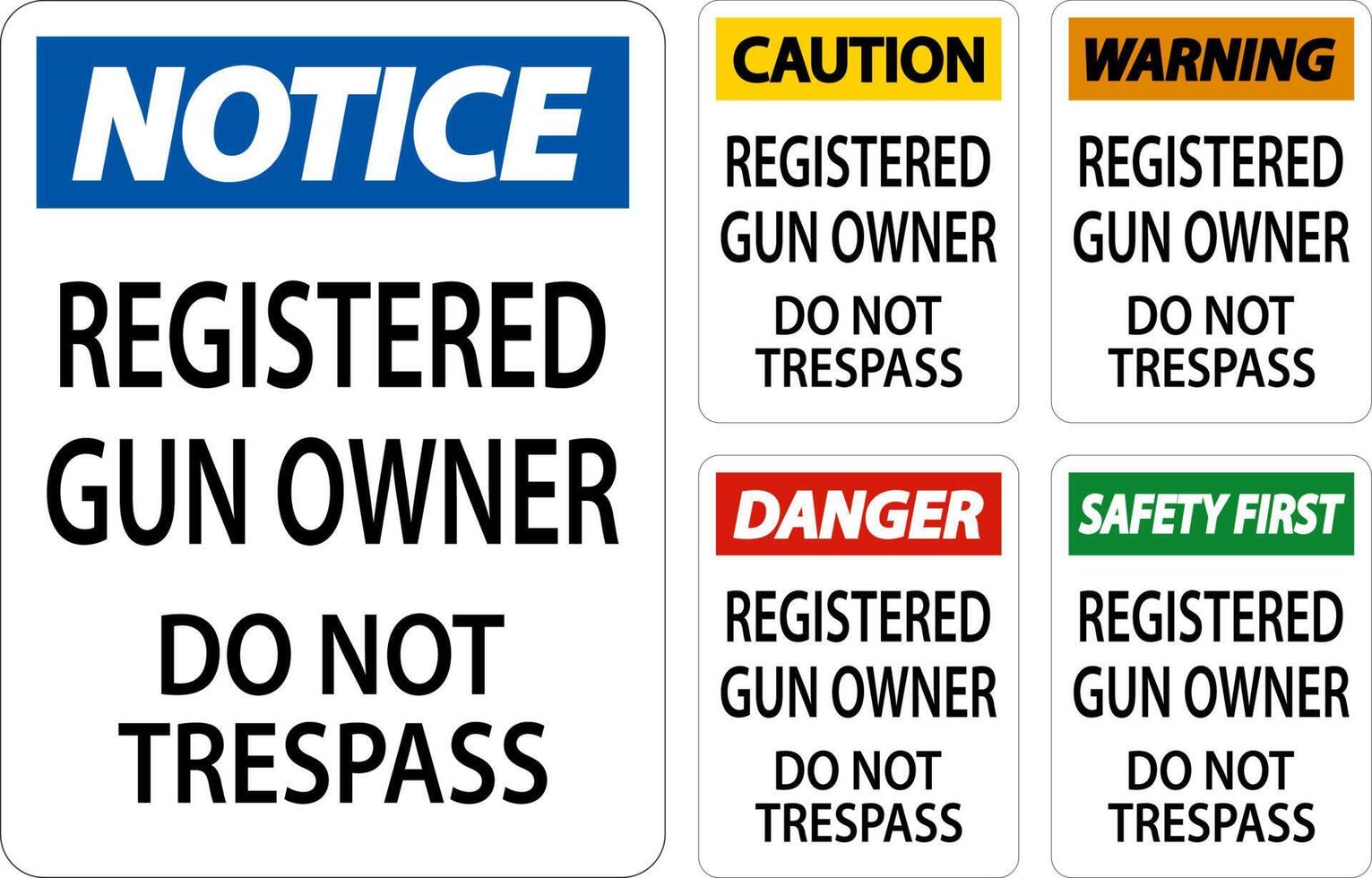 signo de advertencia del propietario del arma propietario del arma registrado no traspasar vector