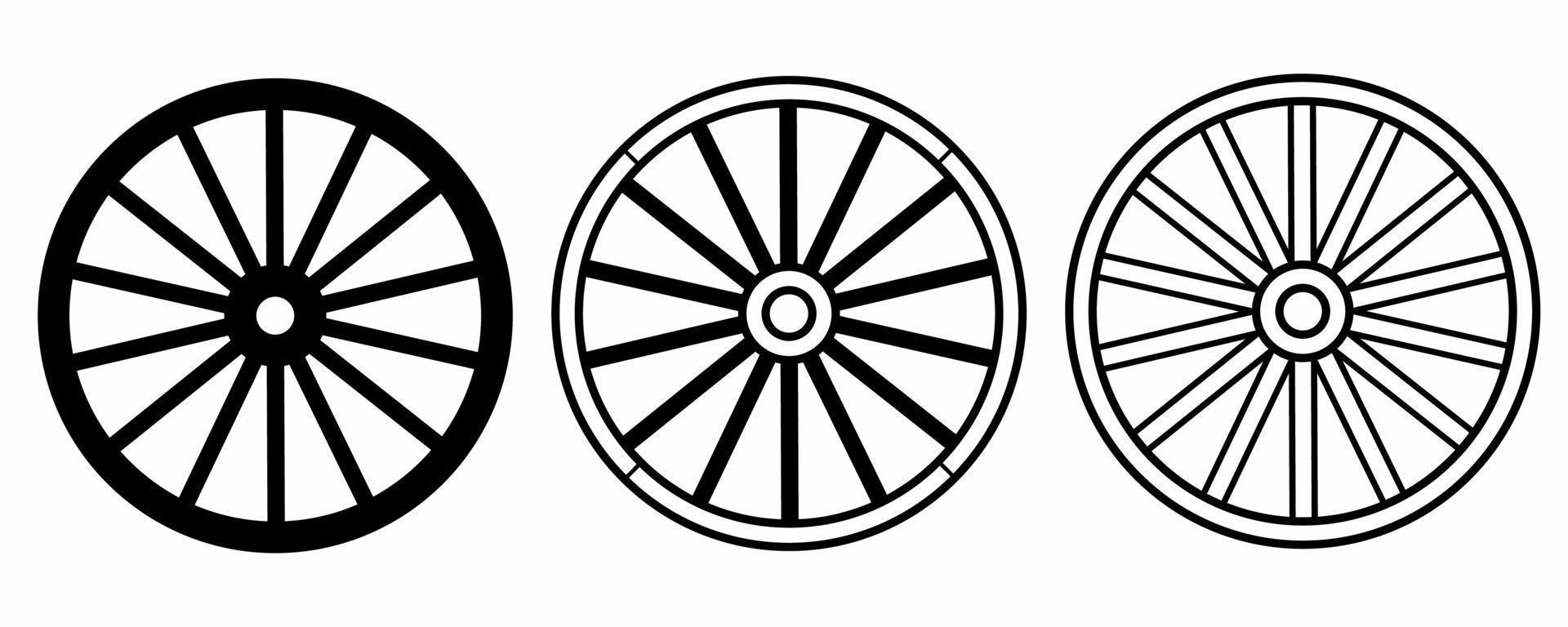 wagon wheel icon set isolated on white background vector