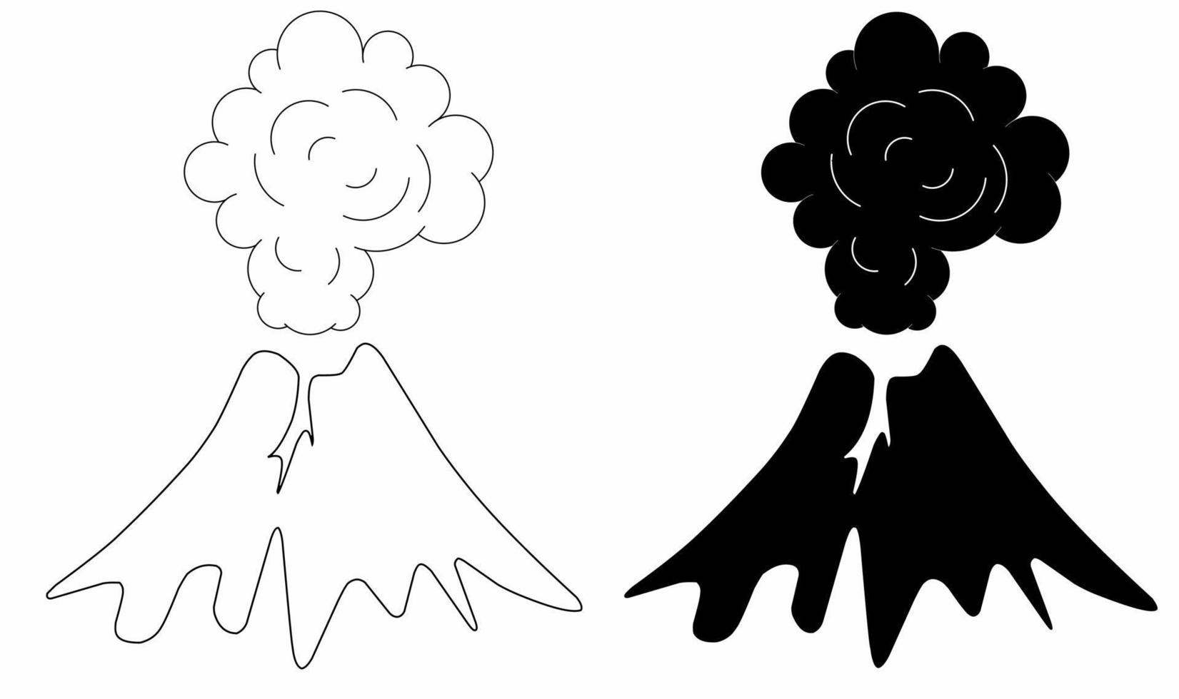 volcano explotion icon set isolated on white background vector