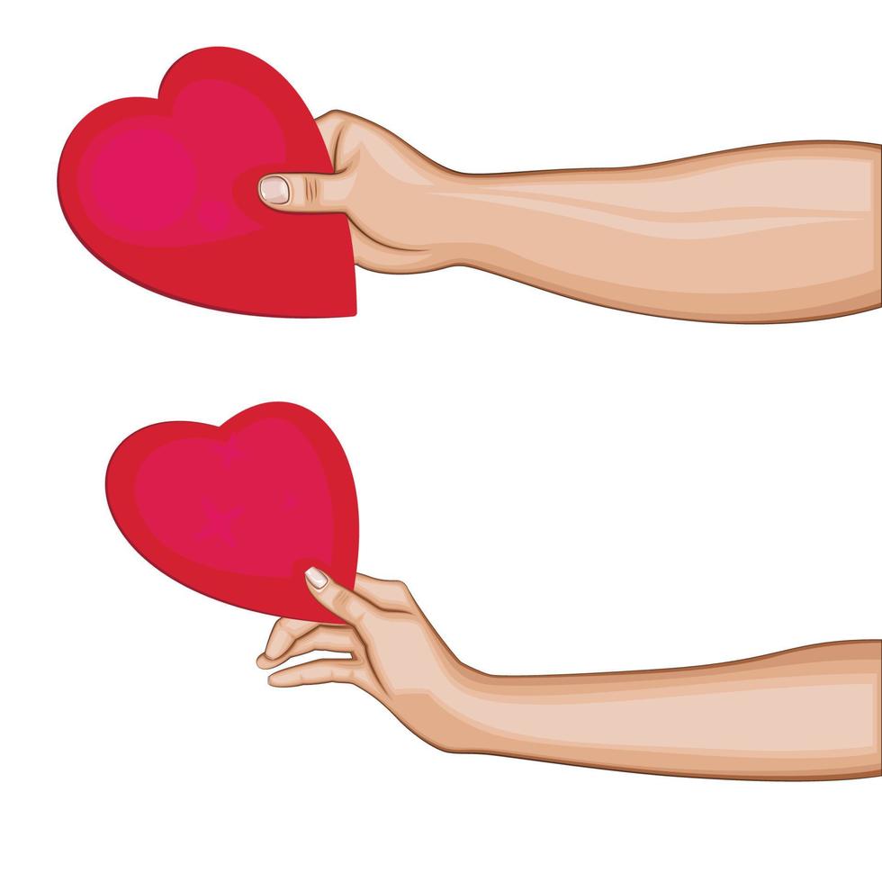 Woman Hand with Heart Gift, Valentine's Day element, Valentines Day design concept vector