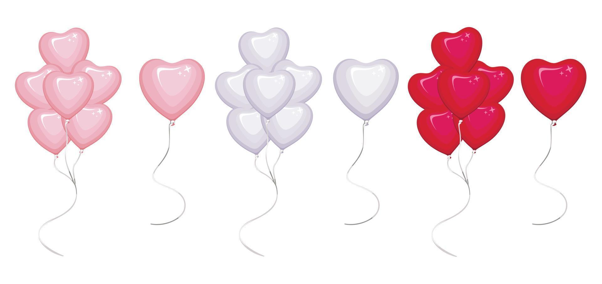 Red, white and pink balloons, Valentine's Day element, Valentines Day design concept vector
