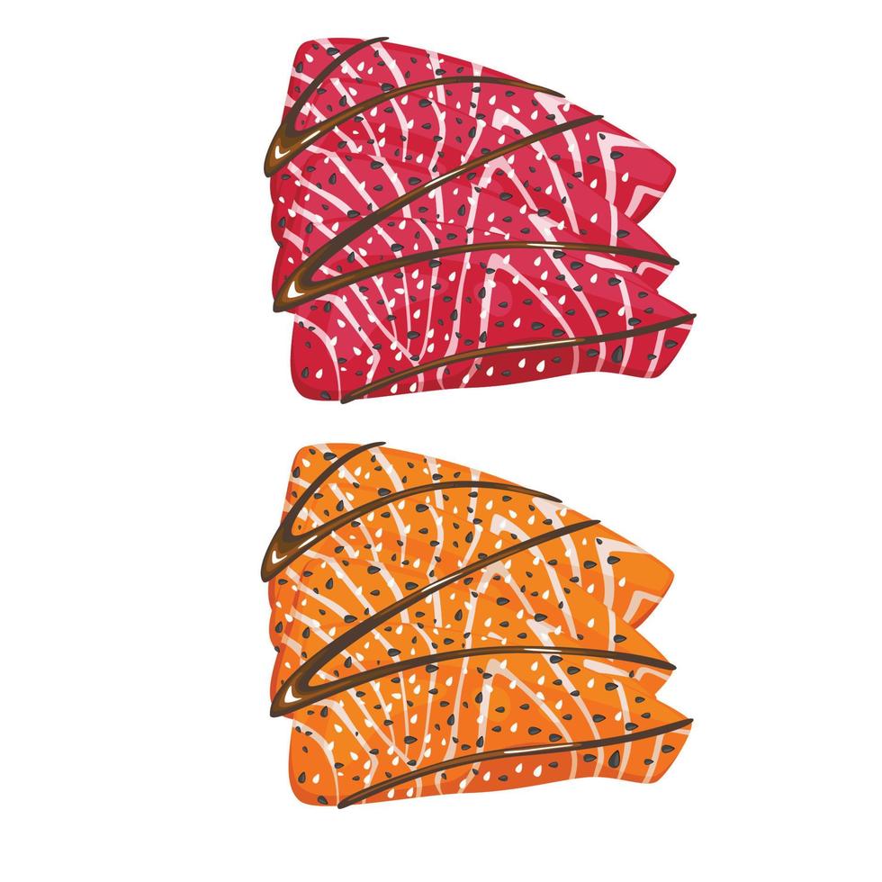 Vector fresh tina and salmon food japanese illustration, asian food set