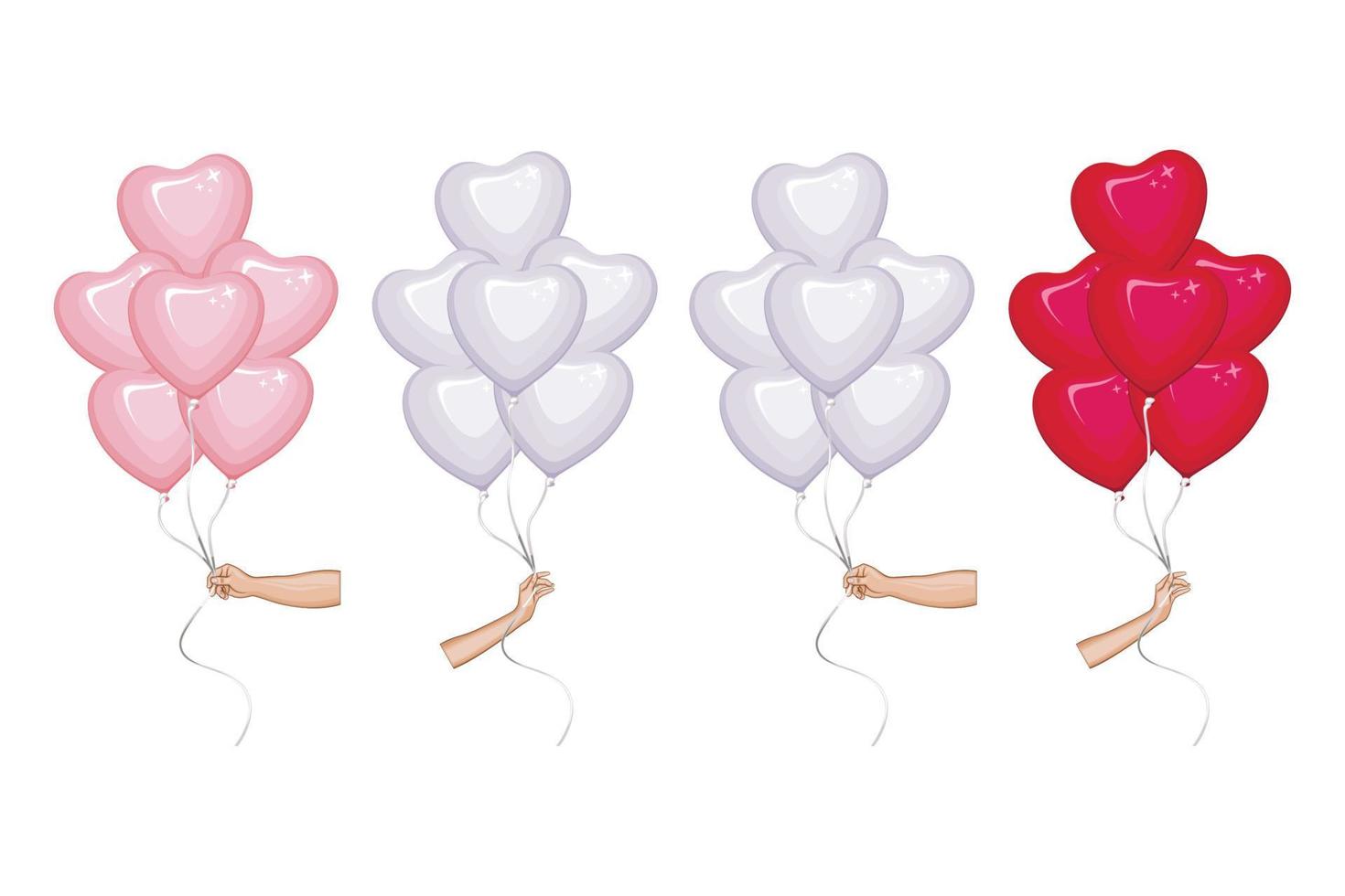 mano con globos de corazón, elemento del día de san valentín, concepto de diseño del día de san valentín vector