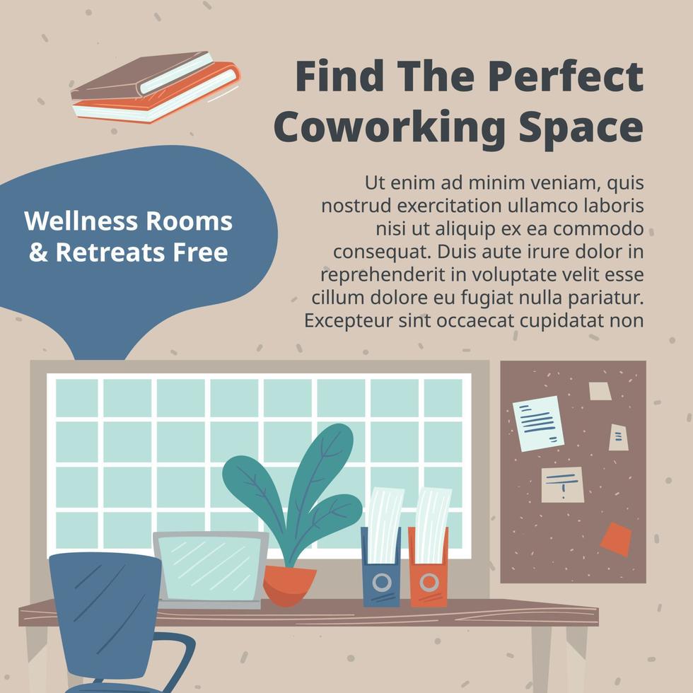 Find perfect coworking space, office for employees vector