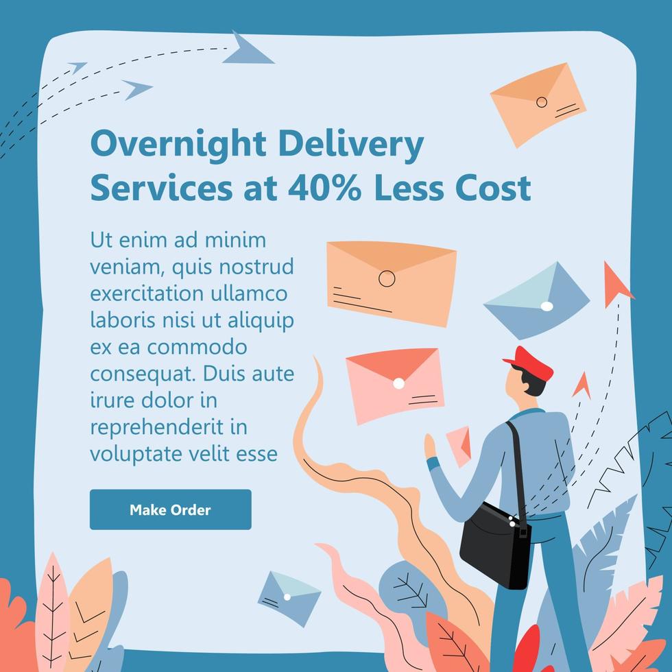 Overnight delivery services almost half less cost vector