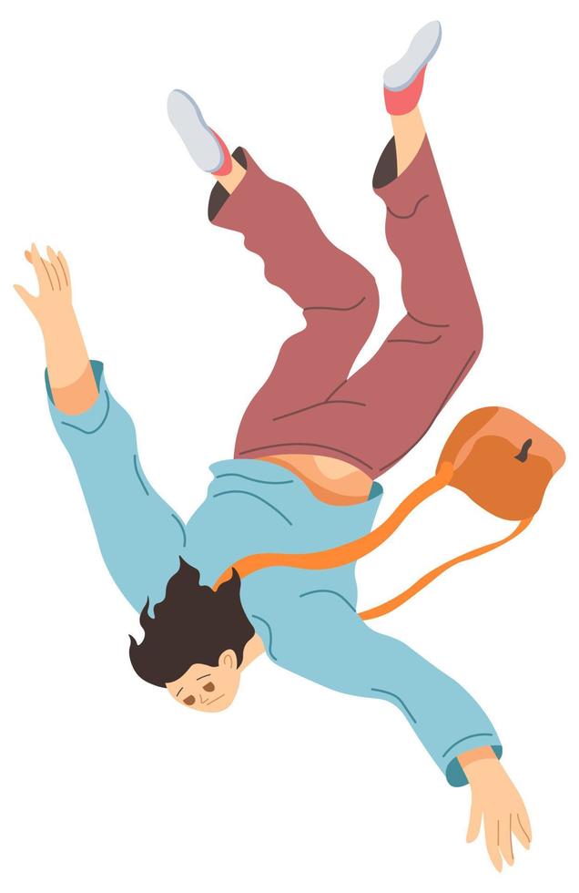 Woman falling down, female character flying vector