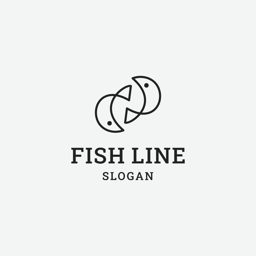 monoline simple two fish mirrored logo icon vector