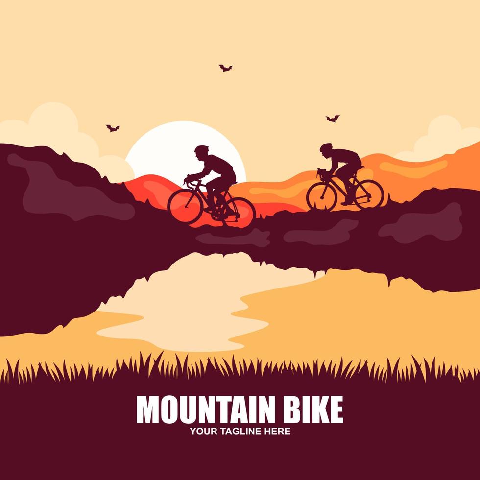 paseo en bicicleta de montaña vector logo