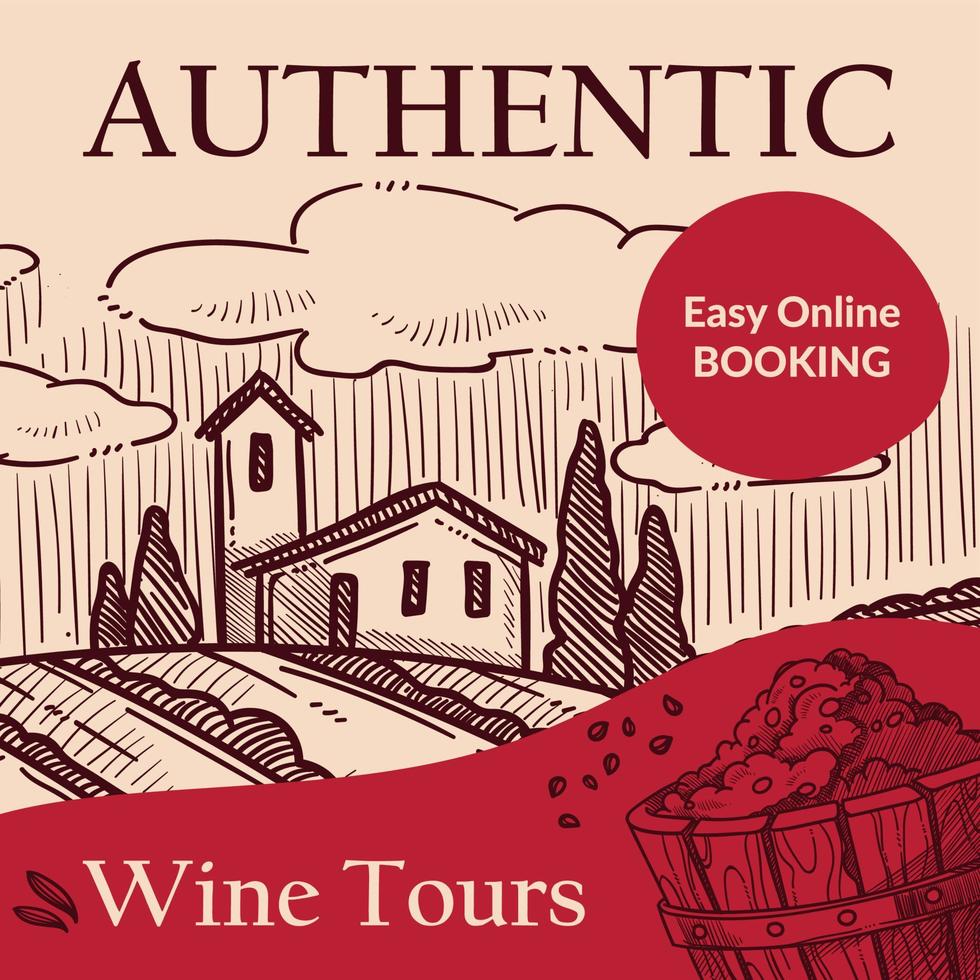 Authentic wine tours, easy online booking vector