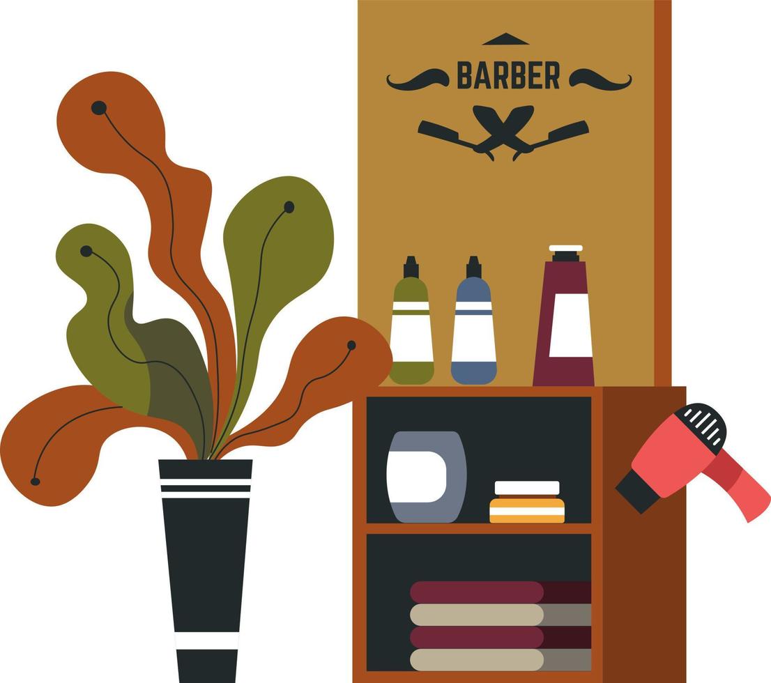 Barbershop furniture and decoration for interior vector