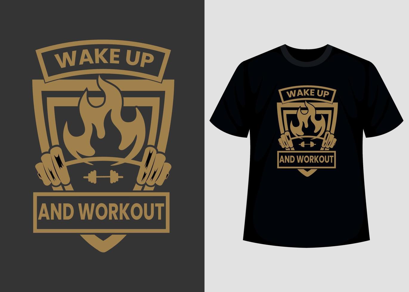 Wake up and workout print editable t shirt design template vector