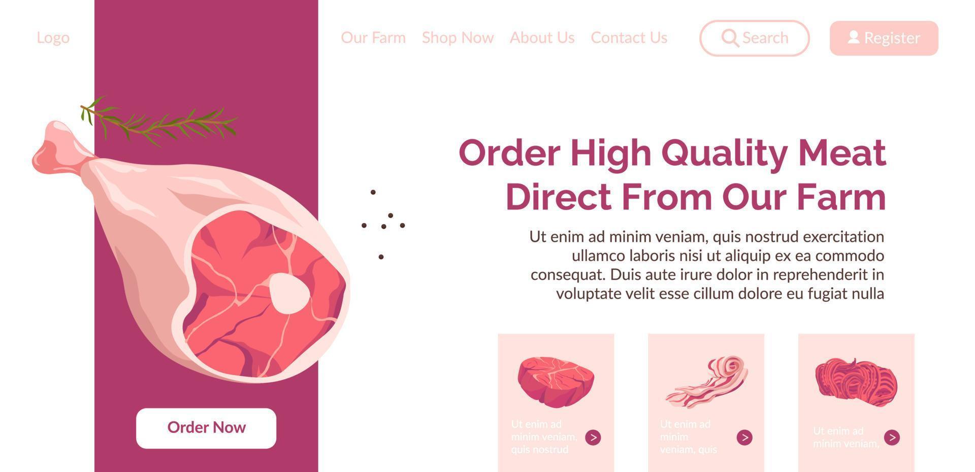 High quality meat, order from our farm online vector