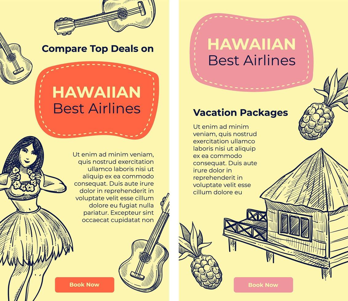 mejores aerolíneas hawaianas, comparar ofertas en línea web vector