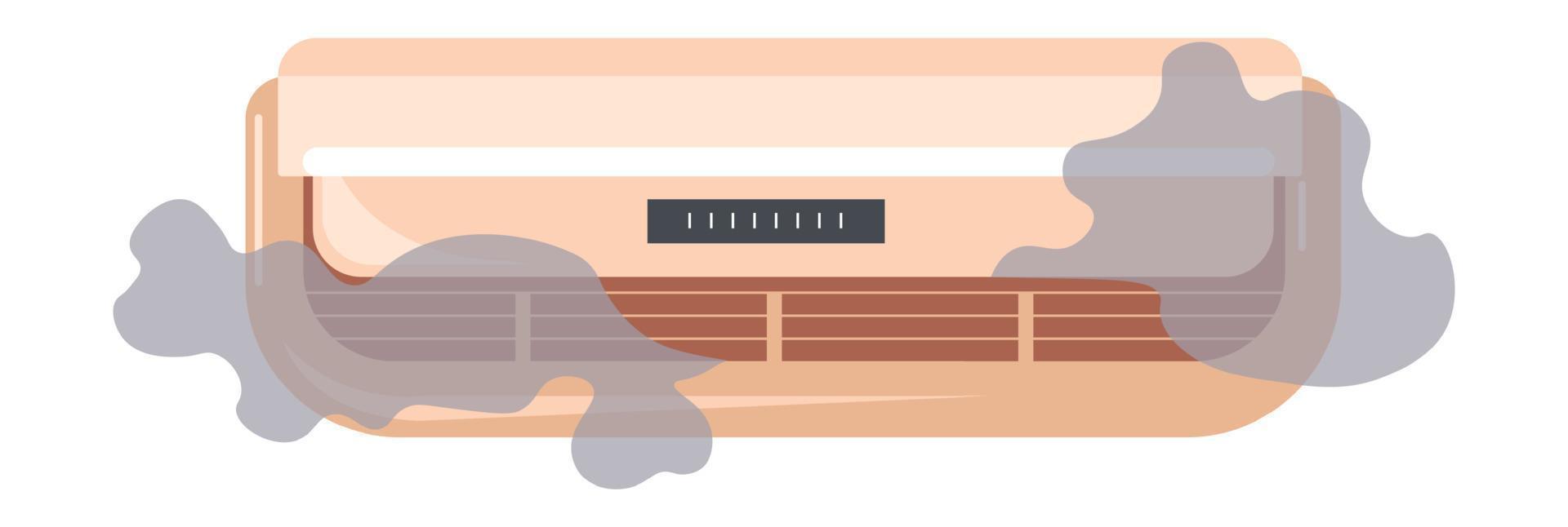 Broken air conditioner with smoke, malfunction 17741566 Vector Art at