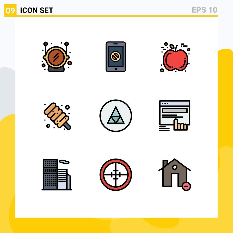 Universal Icon Symbols Group of 9 Modern Filledline Flat Colors of symbolism rune apple magic marshmallow Editable Vector Design Elements
