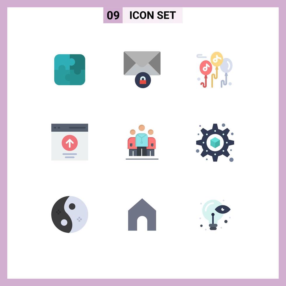 Flat Color Pack of 9 Universal Symbols of doctor medical music user message Editable Vector Design Elements