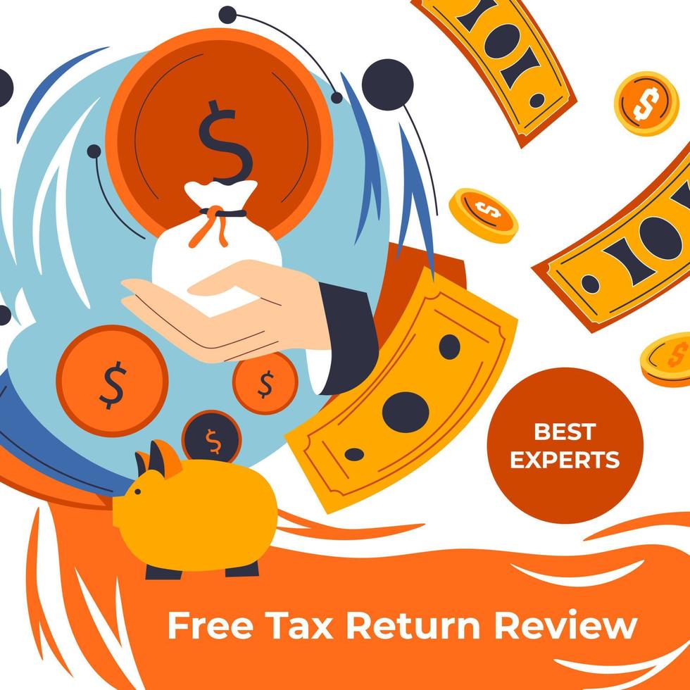 Free tax return review, best experts accountants vector
