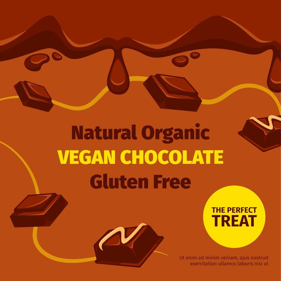 Vegan chocolate, natural and organic gluten free vector