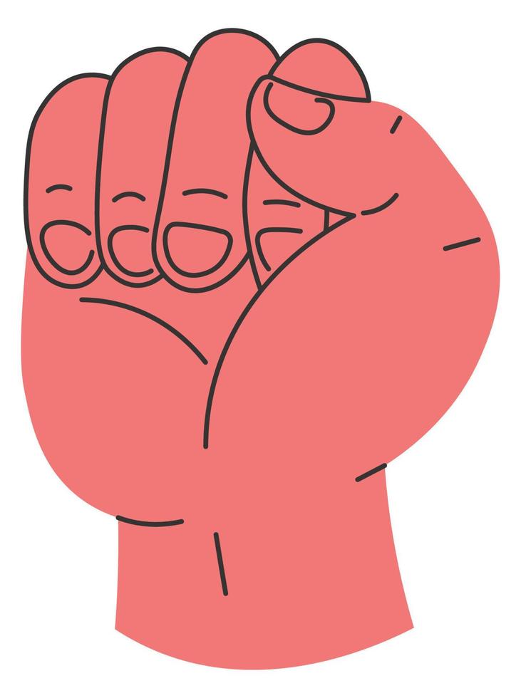 Fist gesture, hand with clenched fingers vector