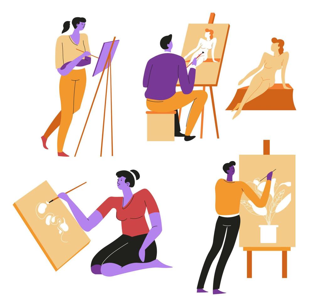 Art lessons and classes, drawing and posing vector