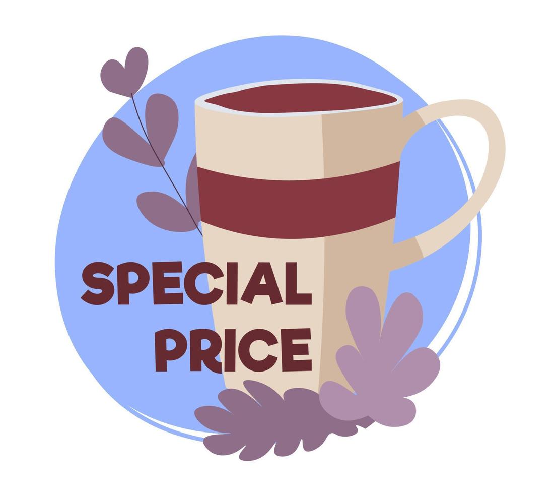 Special price on coffee beverages, tasty drinks vector