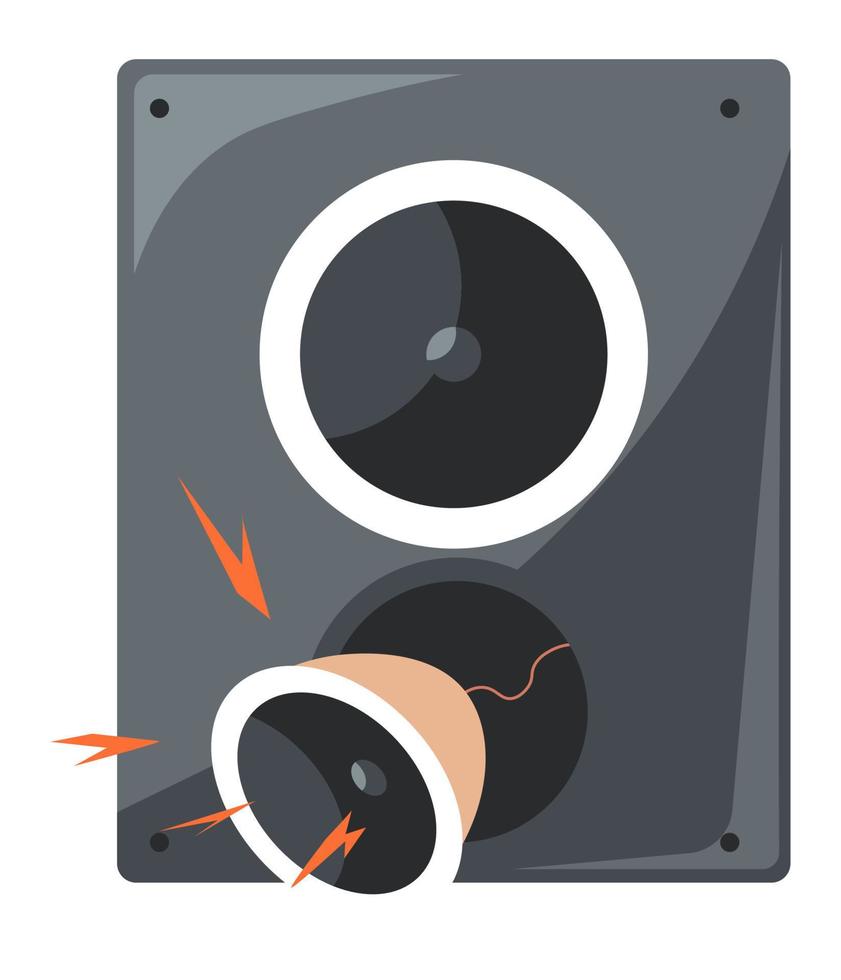 Damaged amplifier or loudspeakers with sparks vector