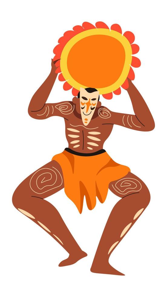 African man with ornaments dancing, performer vector