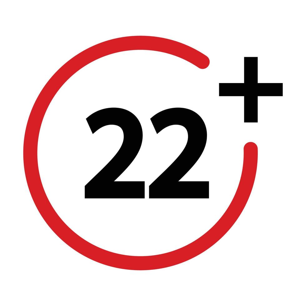 twenty two and up icon vector