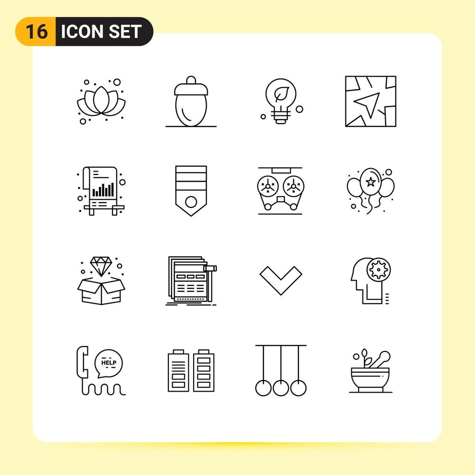 paquete de iconos de vector de stock de 16 signos y símbolos de línea para elementos de diseño de vector editables de gps de ruta ecológica de gráfico de lista