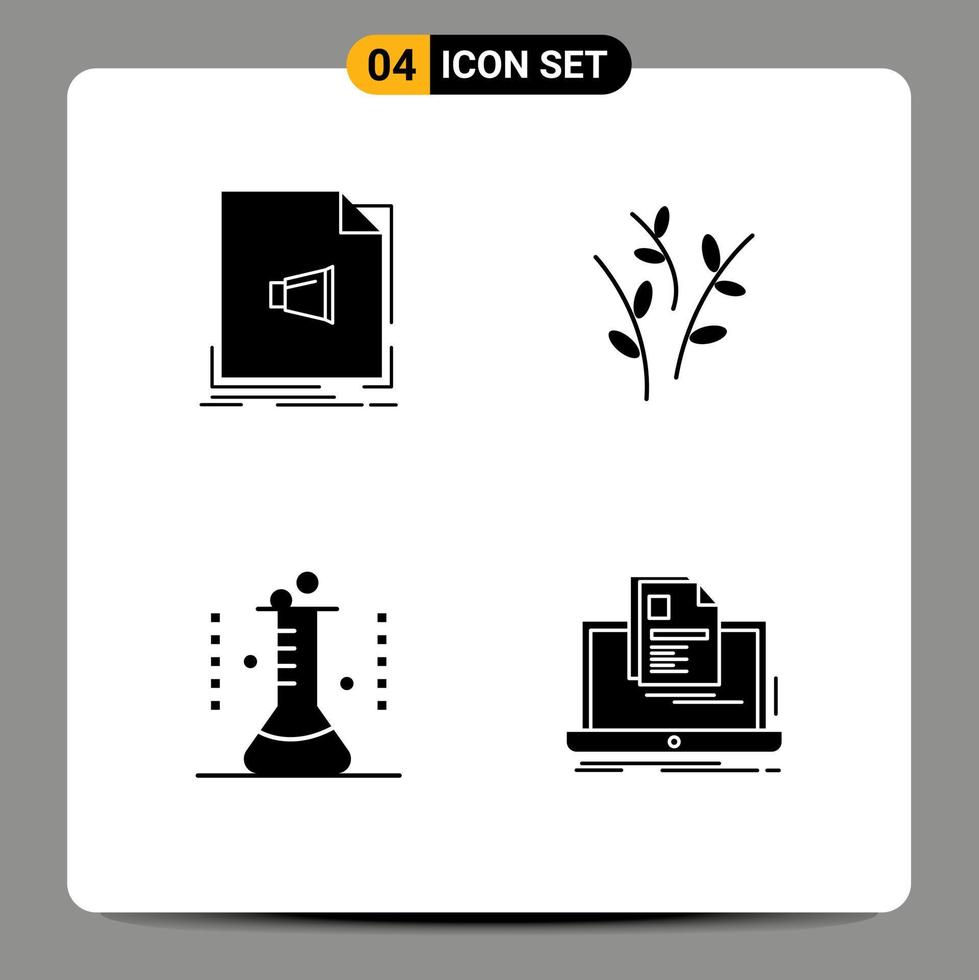 4 Solid Glyph concept for Websites Mobile and Apps audio chemical flask music catkin lab flask Editable Vector Design Elements