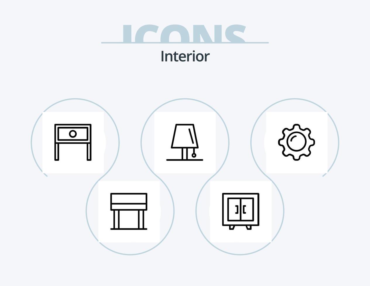 paquete de iconos de línea interior 5 diseño de iconos. interior. interior. decoración. mueble. ventana vector