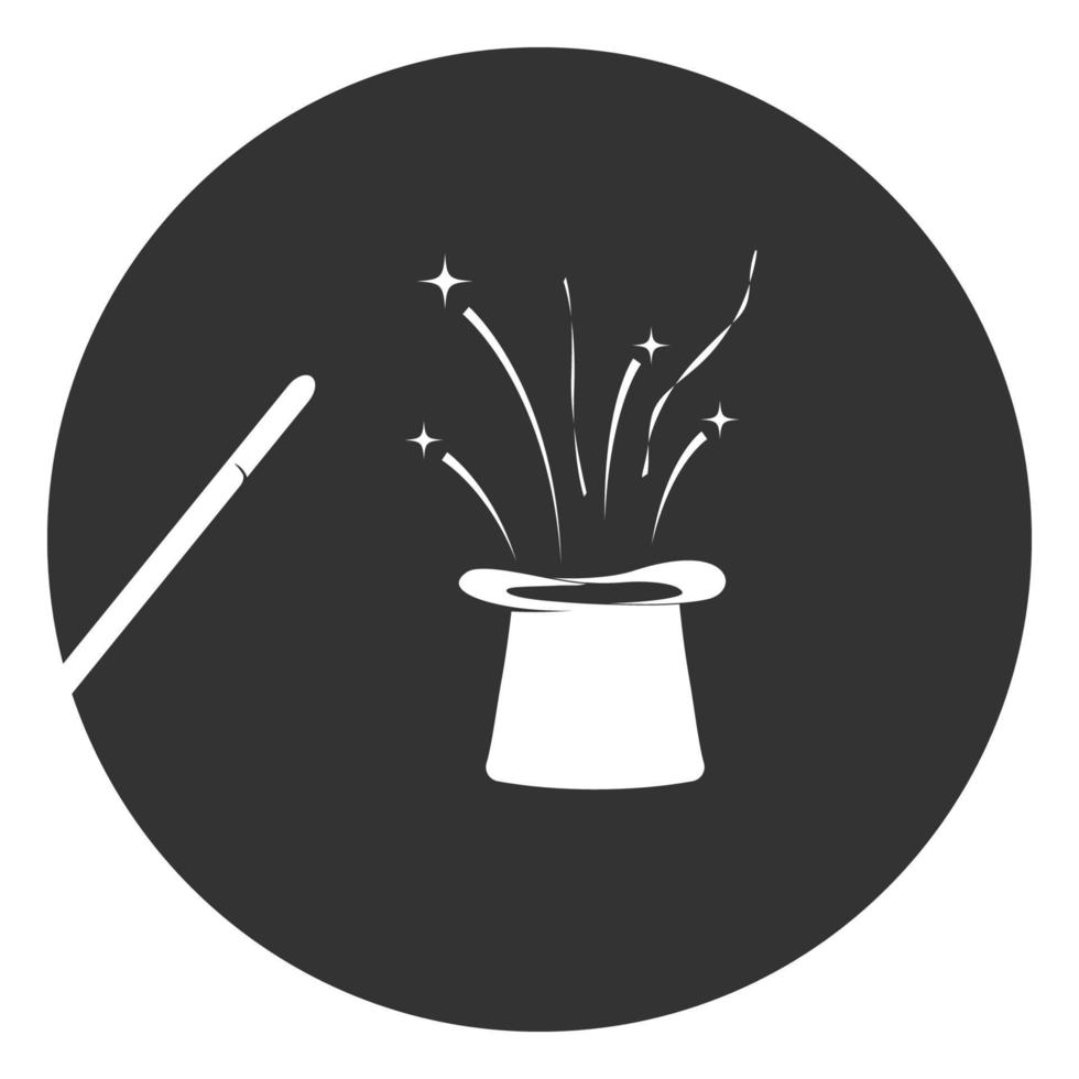 magic wand and magic hat logo illustration design vector