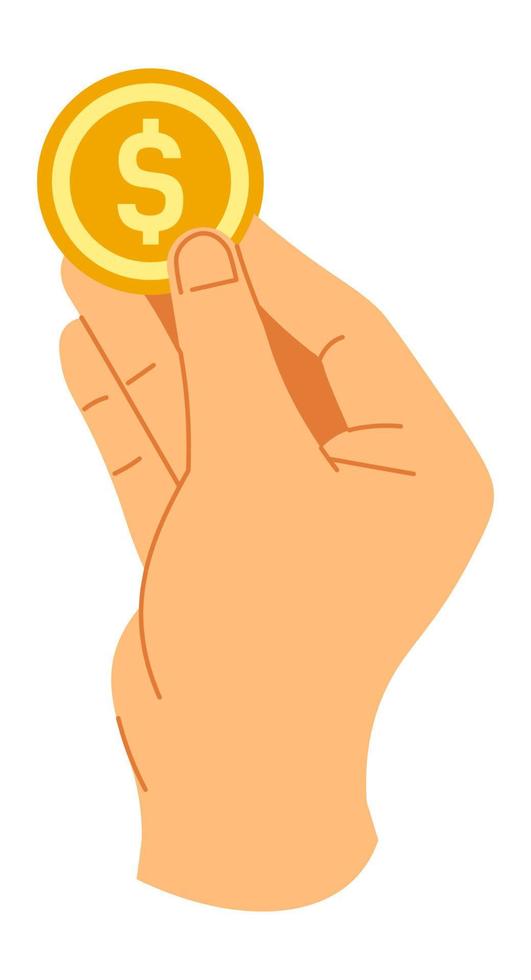 Financial assets and saving, hand holding coin vector