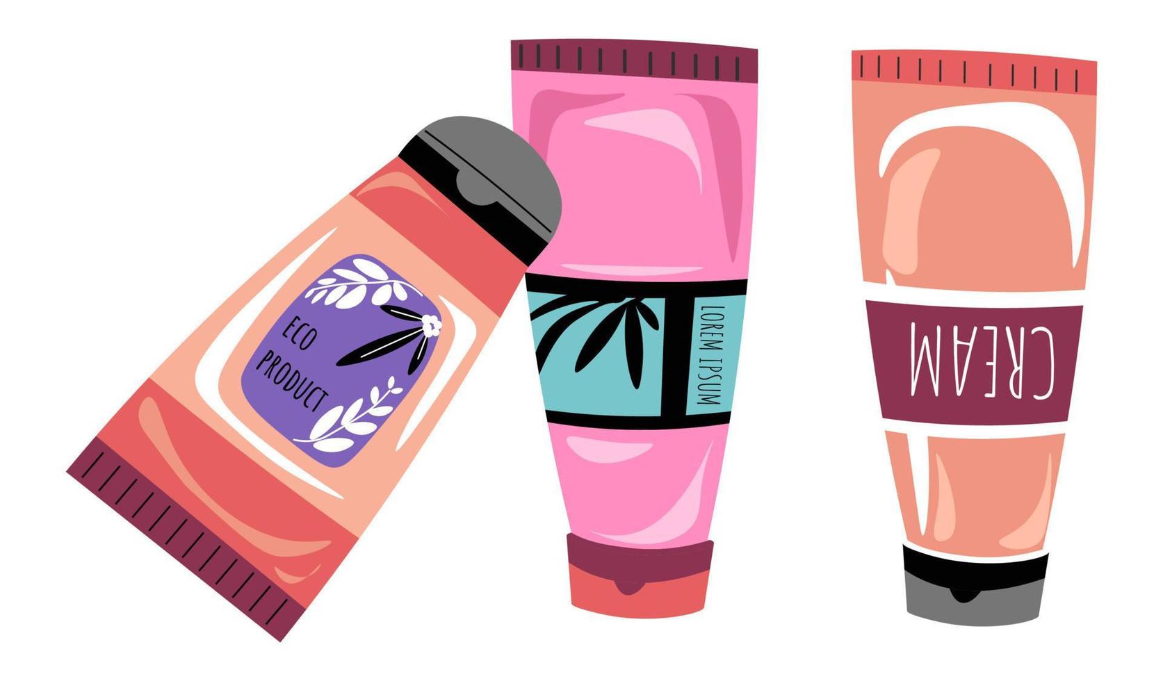 Assortment of creams and lotions for hand and face vector