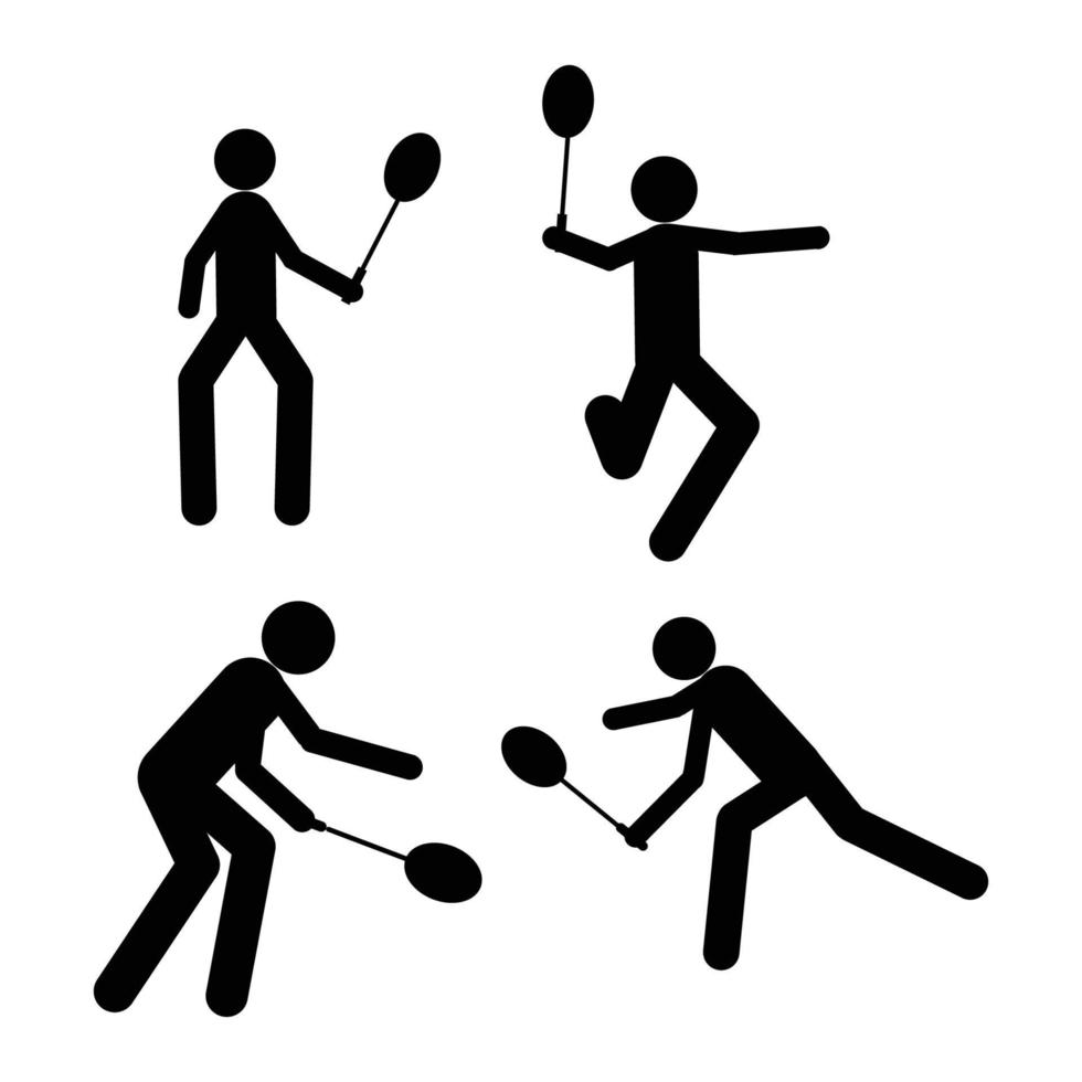 gente jugando icono de bádminton vector