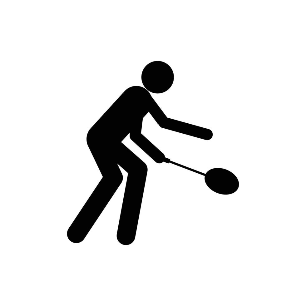 people playing badminton icon vector