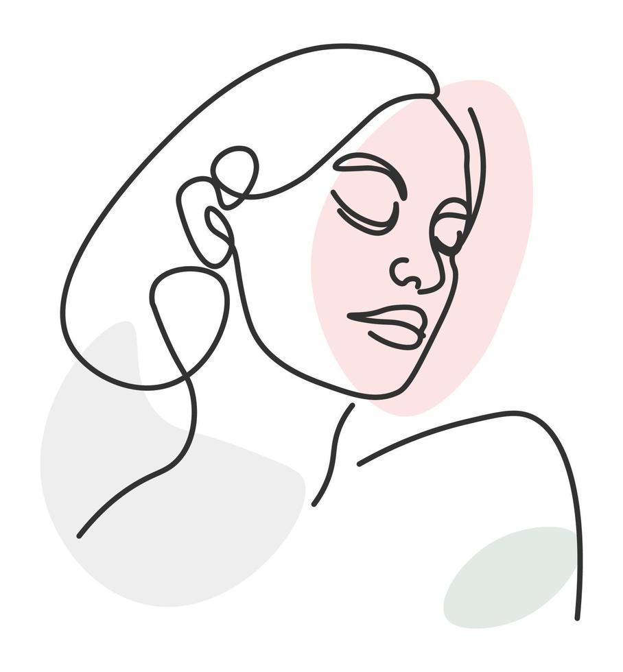 Portrait of fashionable woman, abstract line art vector