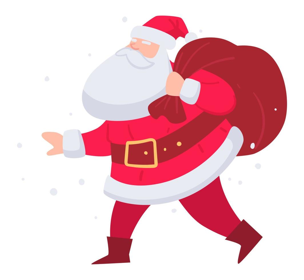 Santa Claus with sack of presents xmas holiday vector