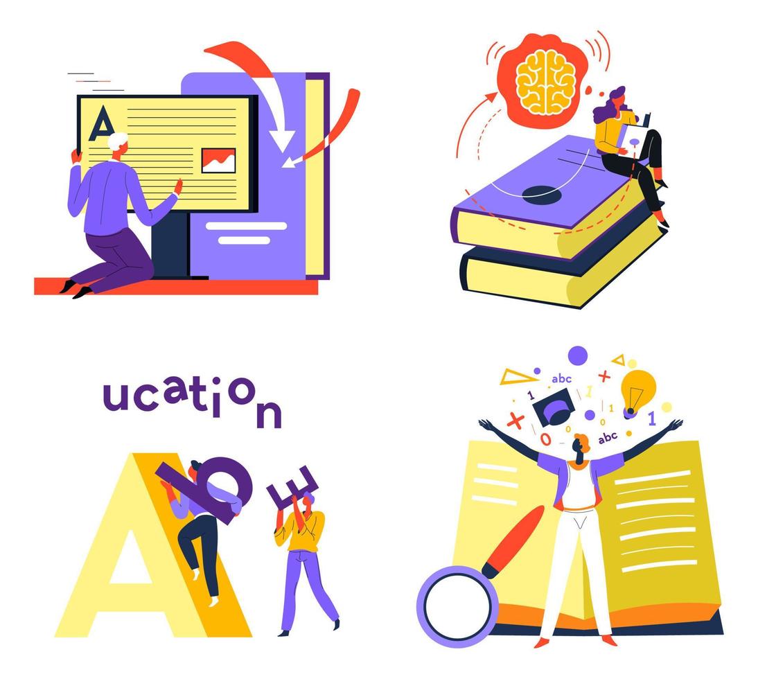Education and development, improvement of skills vector